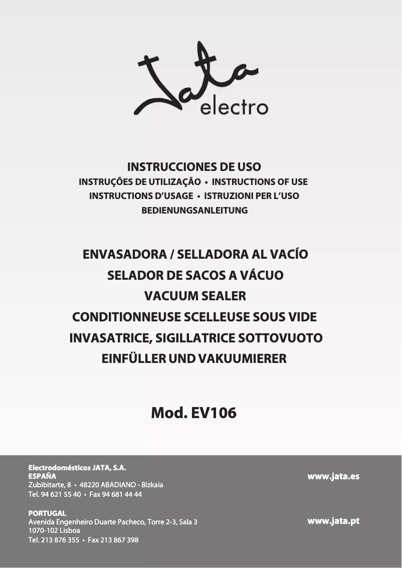 Página 1 del manual Manual de usuario Jata EV106