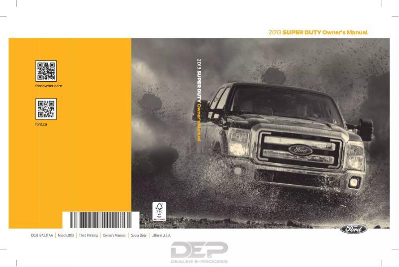 Image de la première page du manuel de l'appareil F-350 Super Duty (2013)