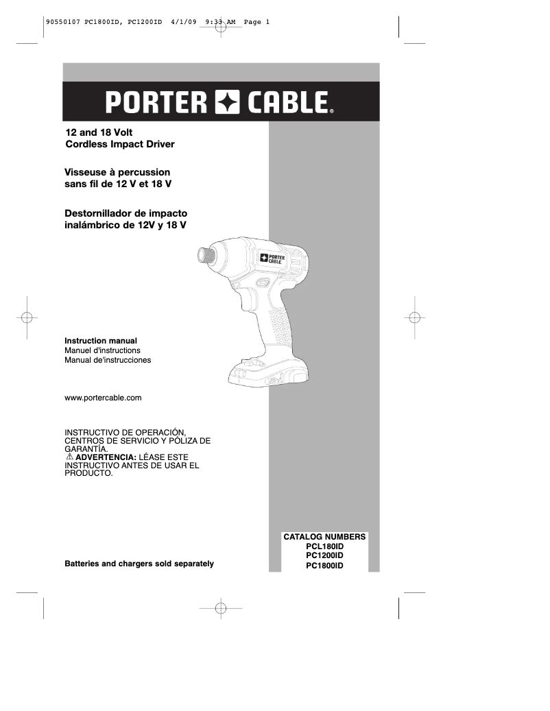 Página 1 del manual Manual de usuario Porter-Cable PC120ID