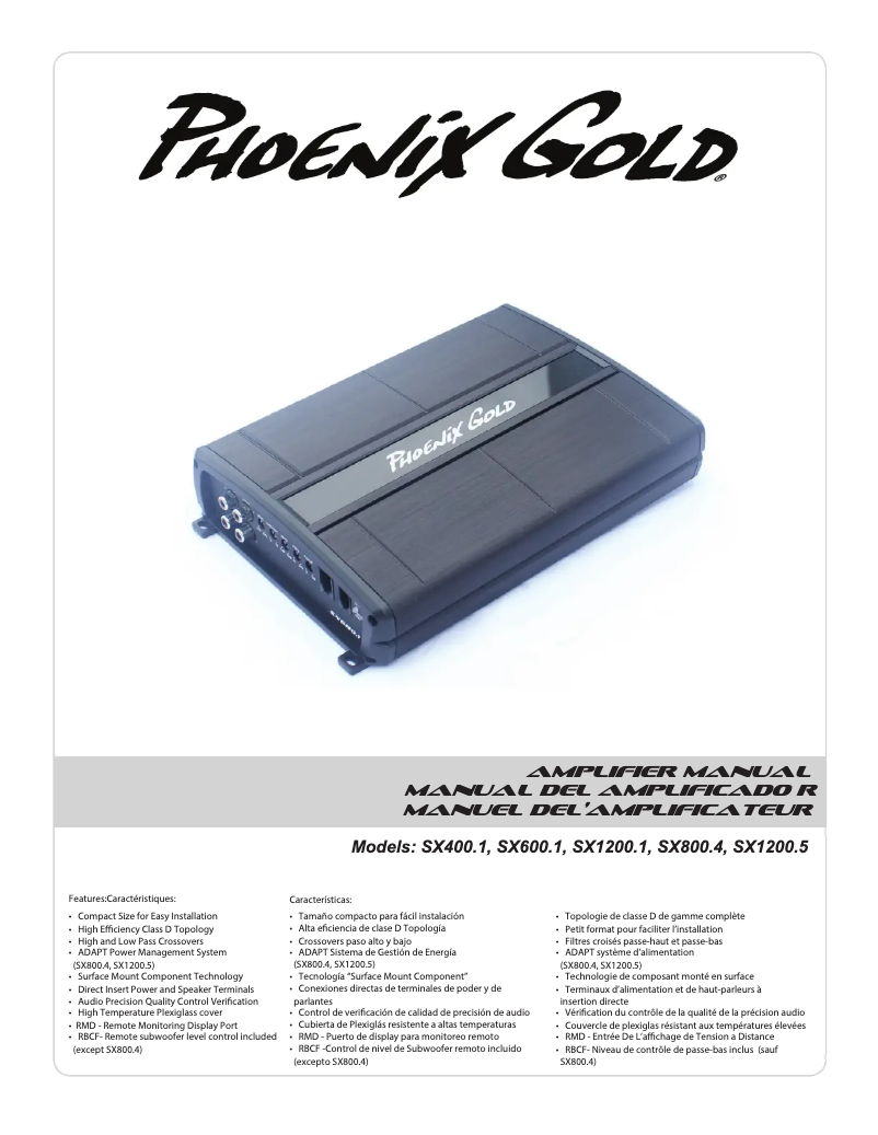 Page n°1 - Manuel utilisateur Phoenix Gold SX800.4
