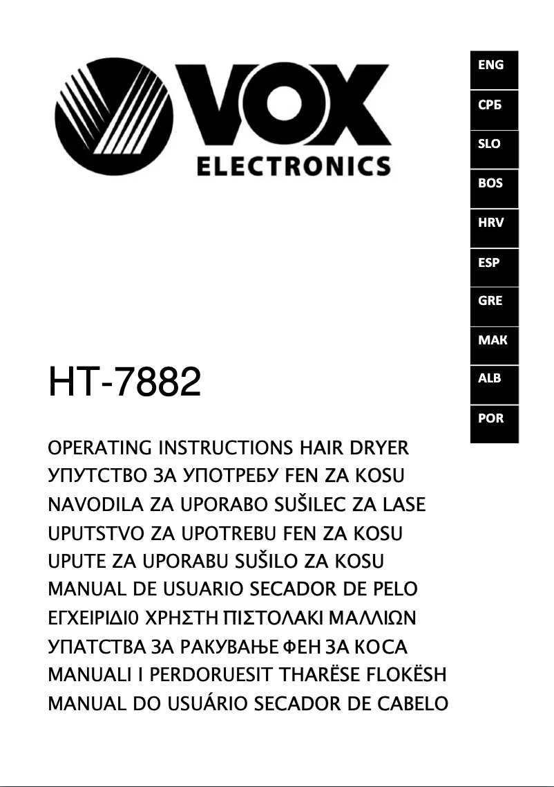 Page 1 de la notice Manuel utilisateur VOX HT7882