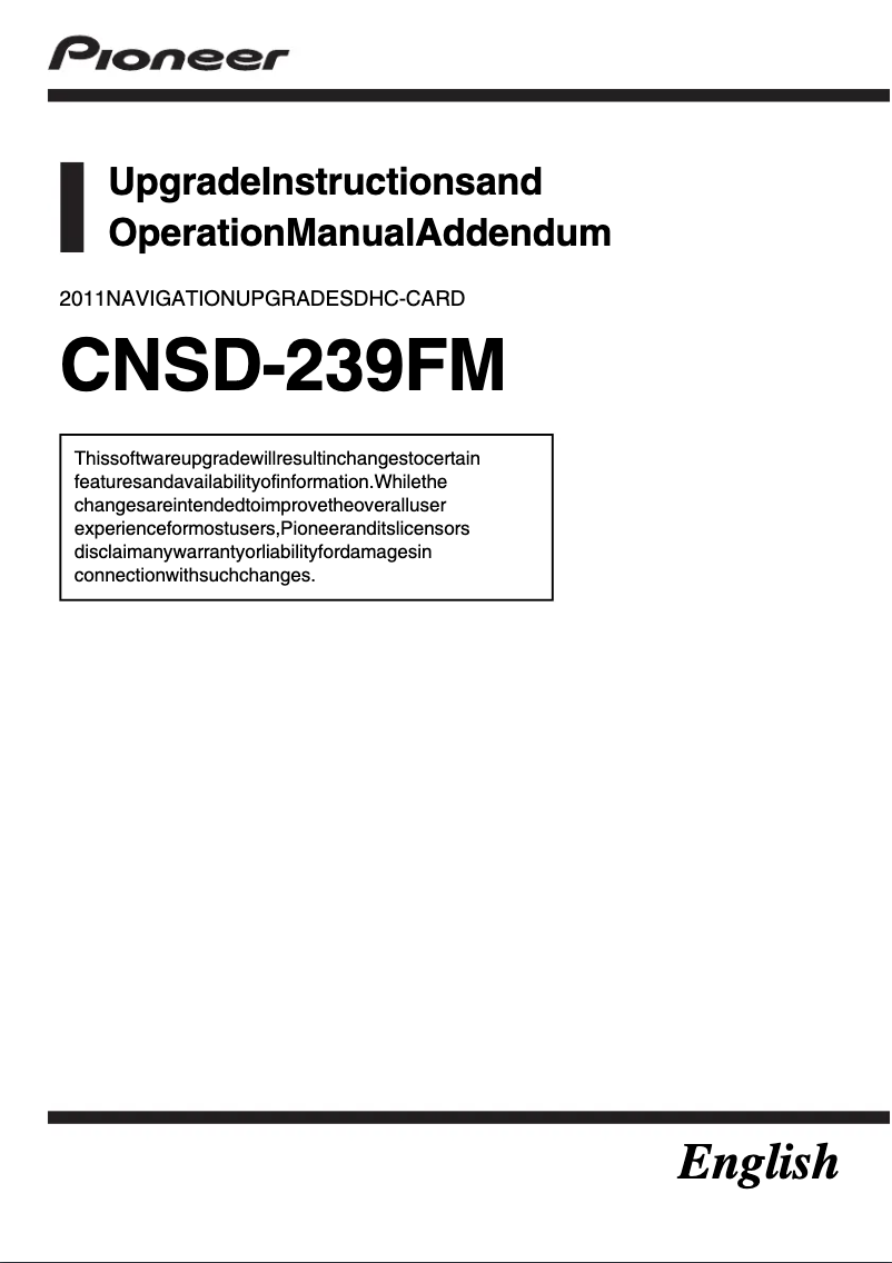 Page n°1 - Manuel utilisateur Pioneer CNSD-239FM