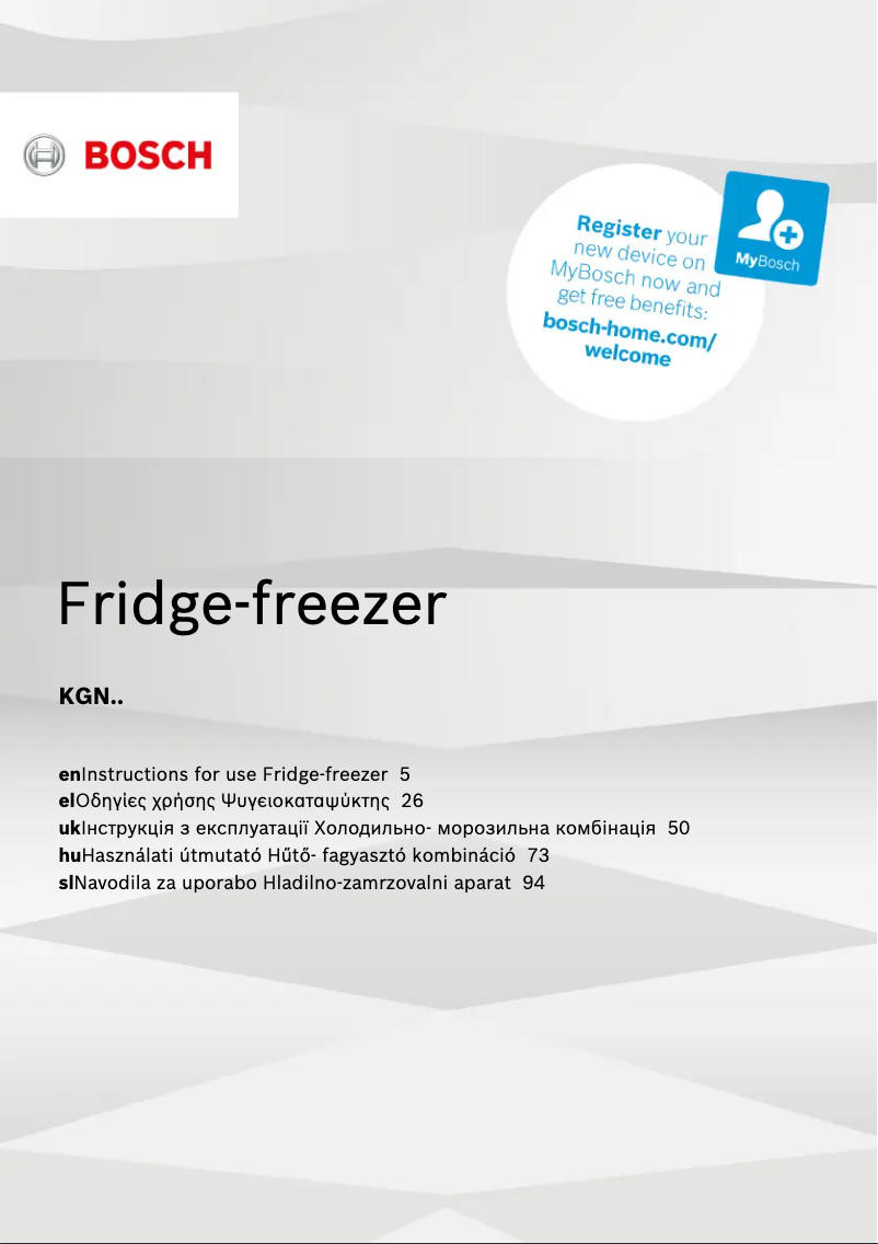 Page n°1 - Manuel utilisateur Bosch Serie 4 KGN36VL35G