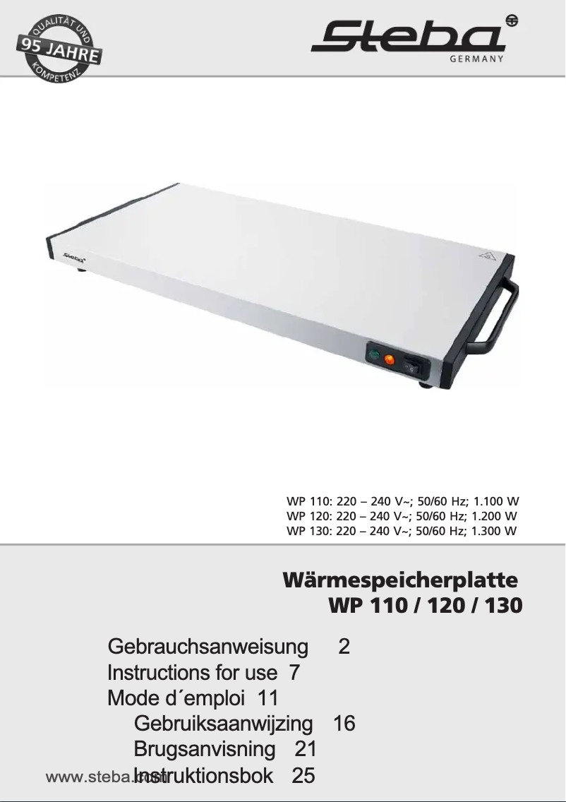 Page n°1 - Manuel utilisateur Steba WP 120