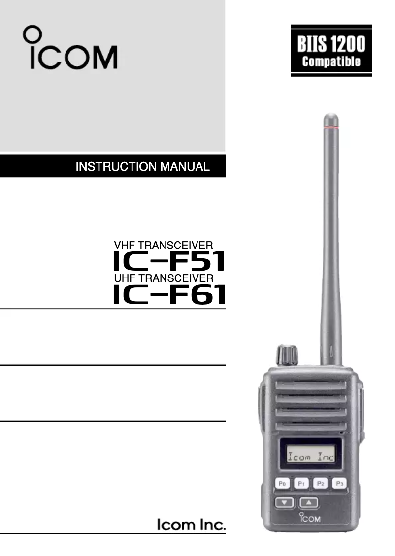 Image de la première page du manuel de l'appareil IC-F51
