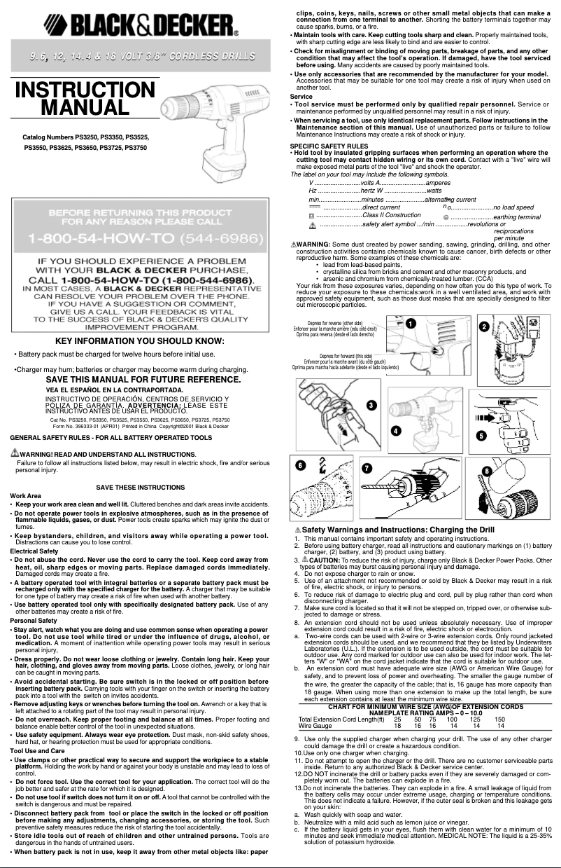 Page 1 de la notice Manuel utilisateur Black & Decker PS3725