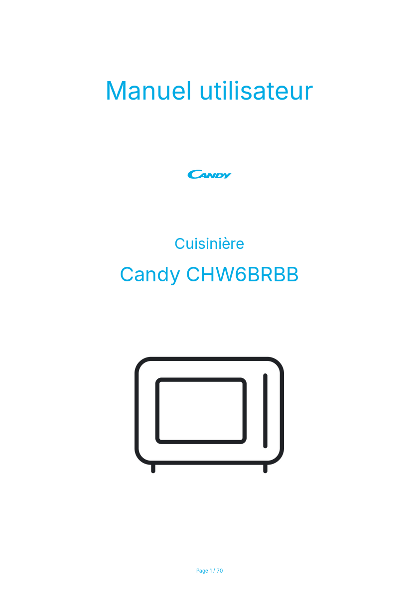 Page n°1 - Manuel utilisateur Candy CHW6BRBB