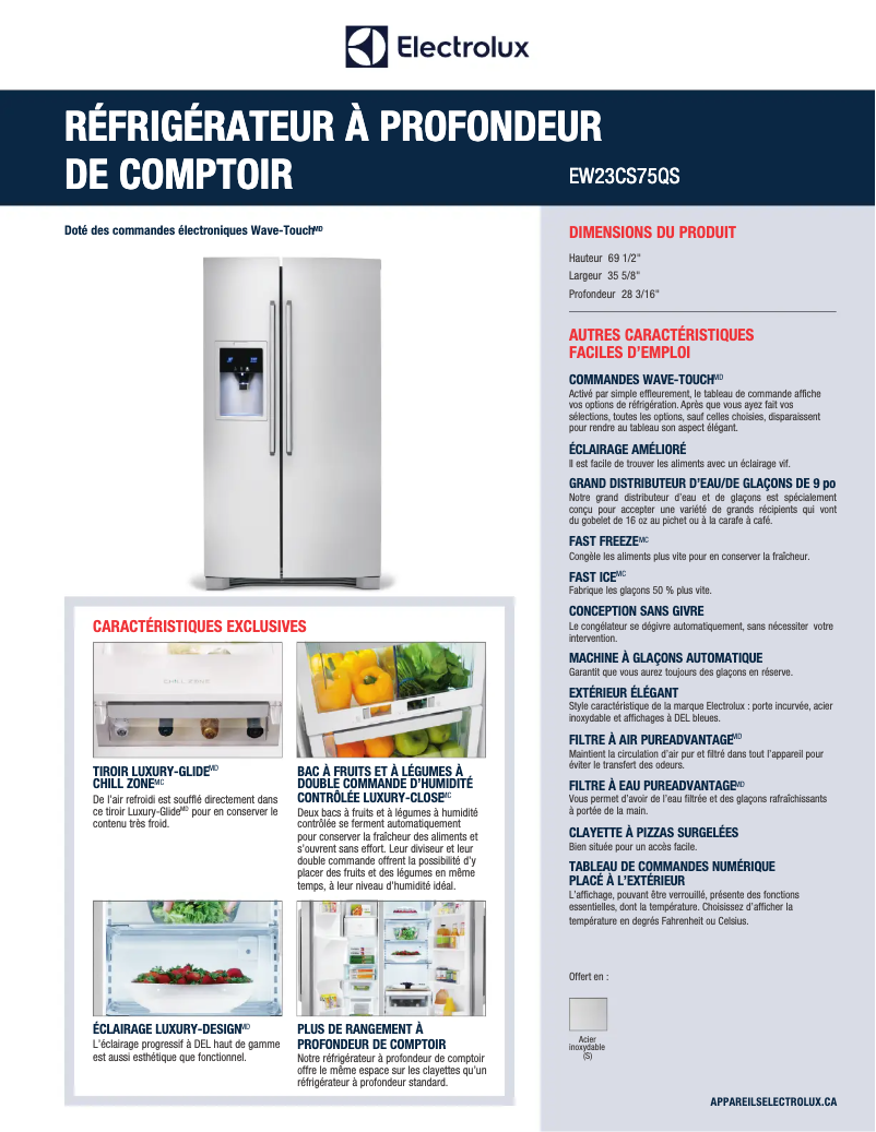 Page n°1 - Fiche technique Electrolux EW23CS75QS