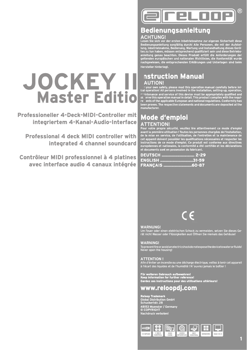 Page n°1 - Manuel utilisateur Reloop Jockey III Master Edition
