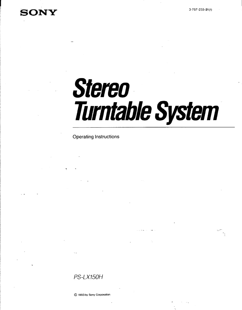 Page n°1 - Manuel utilisateur Sony PS-LX150H