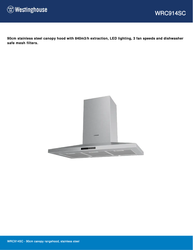 Page n°1 - Fiche technique Westinghouse WRC914SC