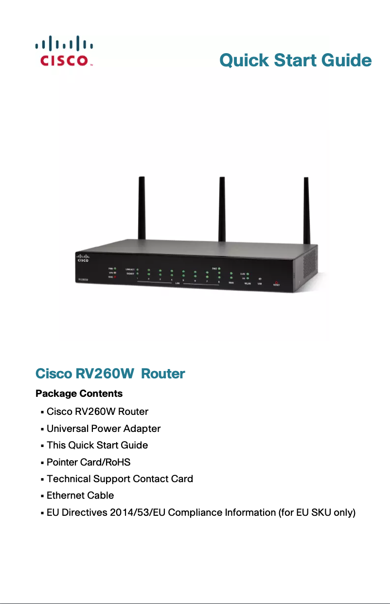 Page 1 de la notice Manuel utilisateur Cisco RV260W