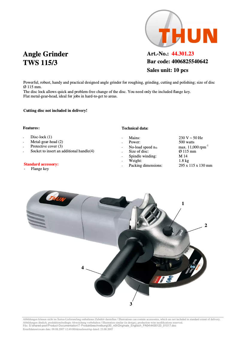 Page 1 de la notice Manuel utilisateur THUN TWS 115/3