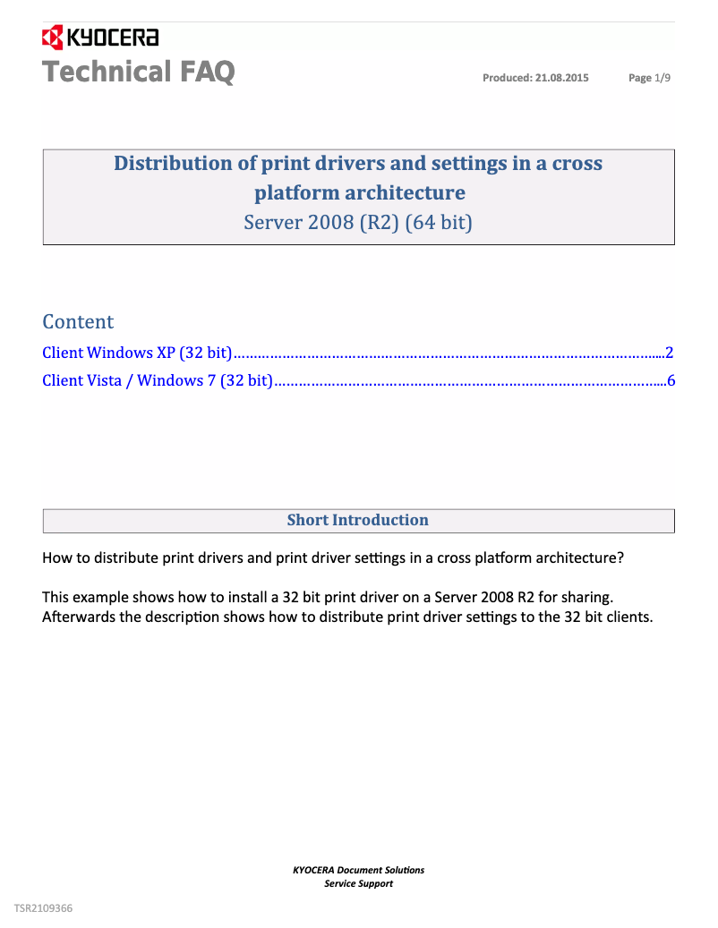 Page 1 de la notice FAQ Kyocera FS-C5015N