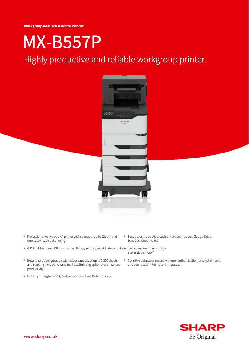 Page n°1 - Fiche technique Sharp MX-B557P
