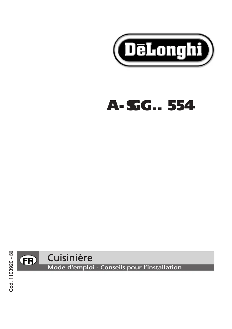 Page 1 de la notice Manuel utilisateur DeLonghi SGGW 554 N