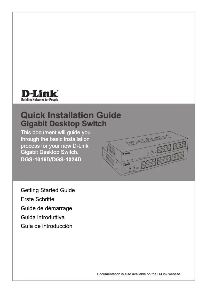 Image de la première page du manuel de l'appareil DGS-1016D
