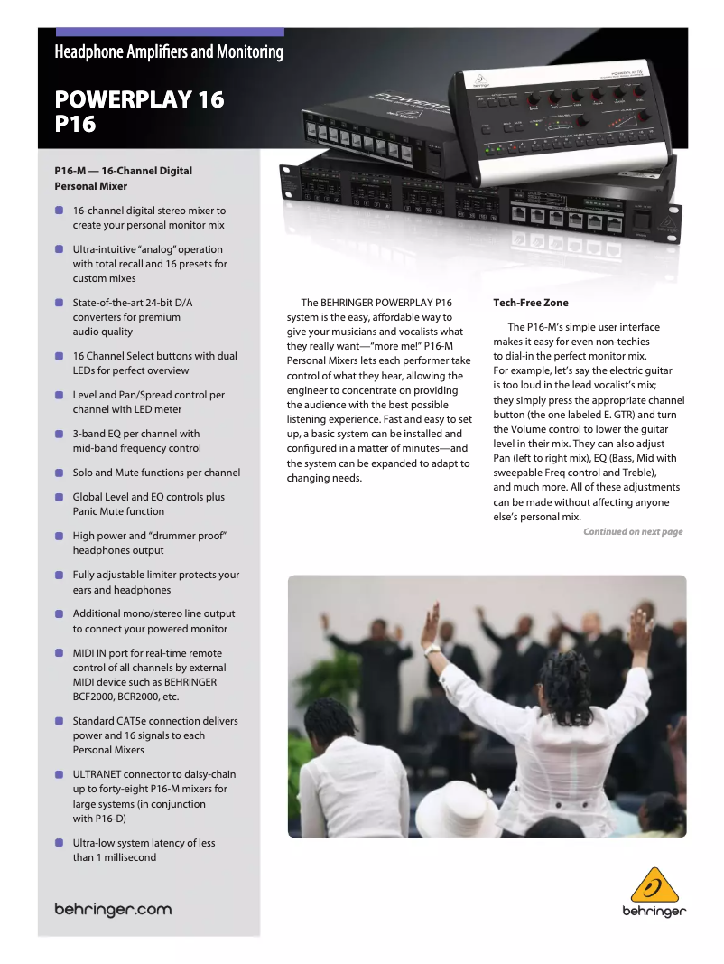 Page n°1 - Brochure Behringer Powerplay P16-MB