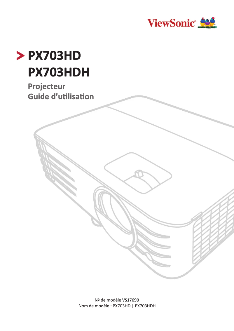 Page 1 de la notice Manuel utilisateur Viewsonic PX703HDH
