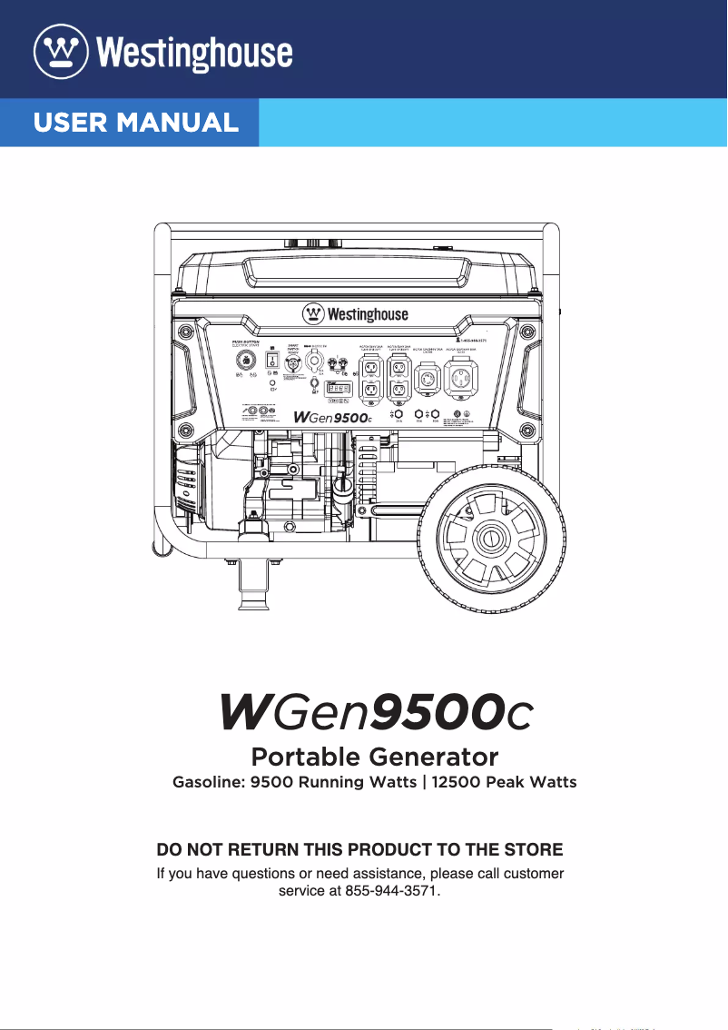 Page n°1 - Manuel utilisateur Westinghouse WGen9500c