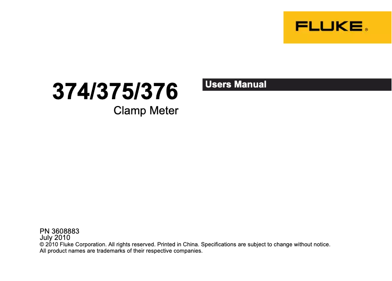 Page 1 de la notice Manuel utilisateur Fluke 374FC/MXBR
