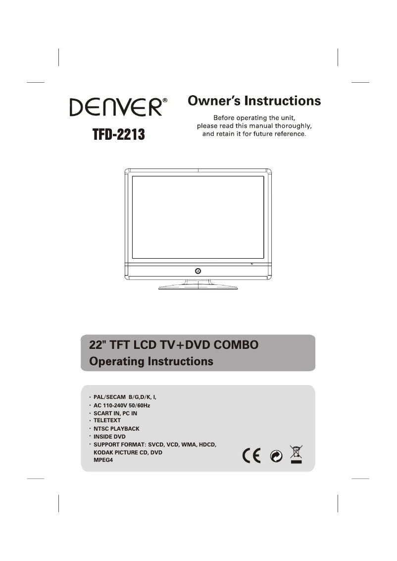 Image de la première page du manuel de l'appareil TFD 2213