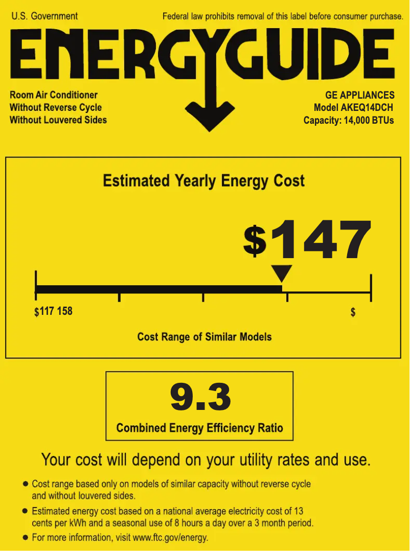 Page n°1 - Label énergétique GE AKEQ14DCH