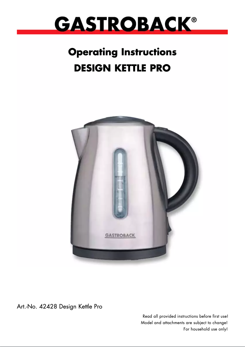 Page 1 of the manual User Manual Gastroback 42428