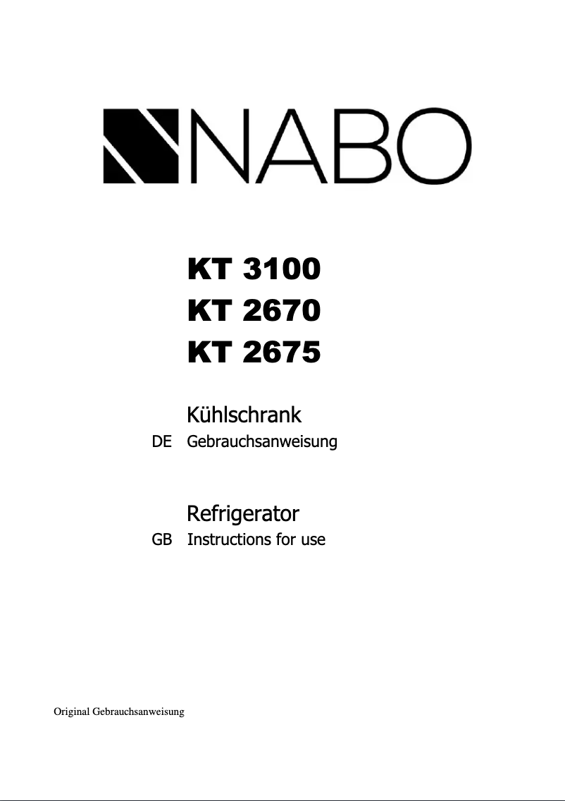 Page n°1 - Manuel utilisateur Nabo KT 2670