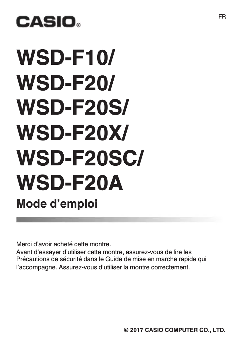 Page n°1 - Manuel utilisateur Casio Pro Trek Smart WSD-F20S
