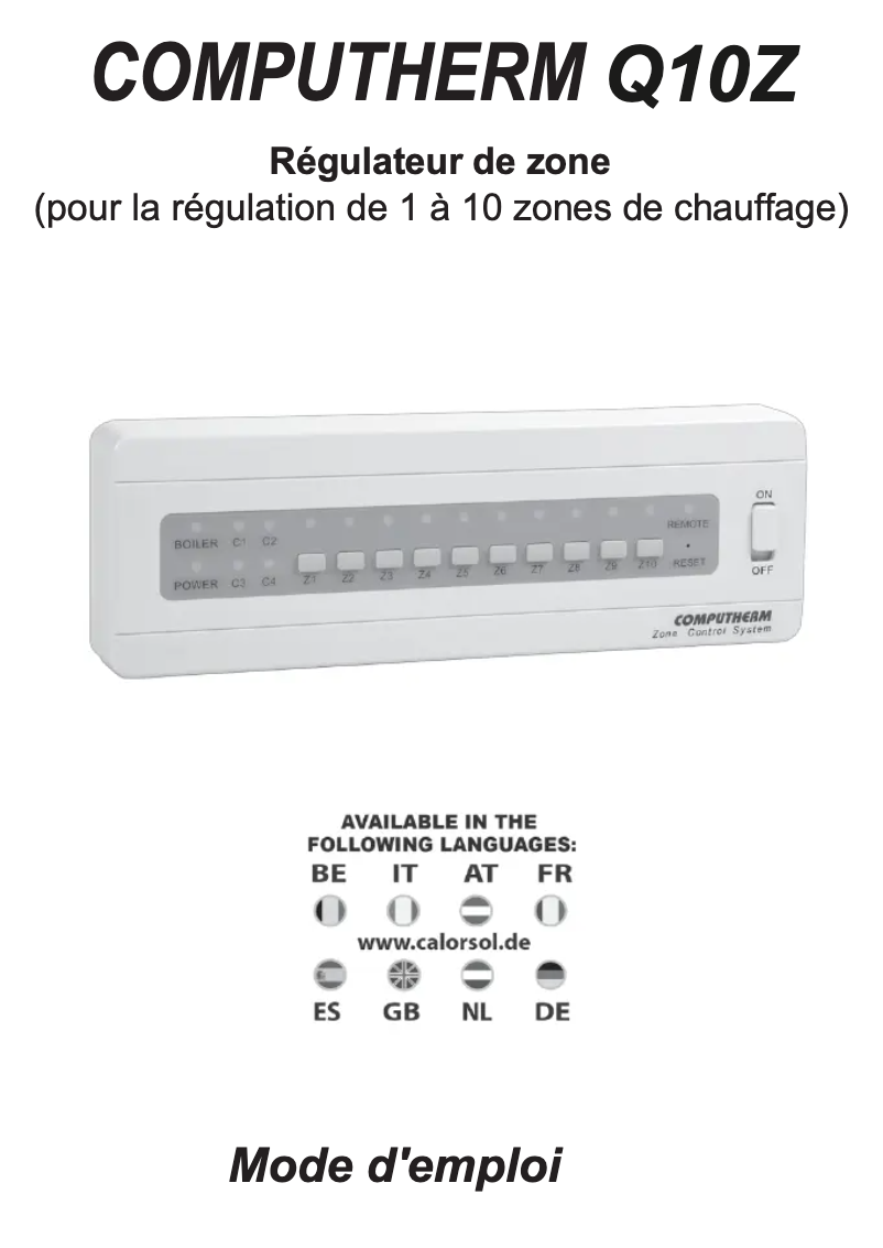 Page n°1 - Manuel utilisateur Computherm Q10Z