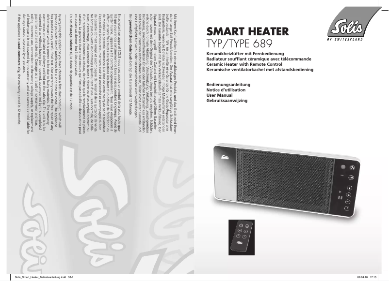 Image de la première page du manuel de l'appareil Smart Heater 689