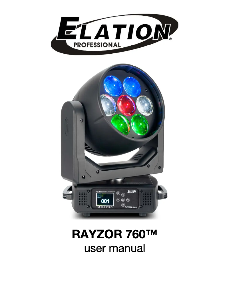 Page n°1 - Manuel utilisateur Elation Rayzor 760