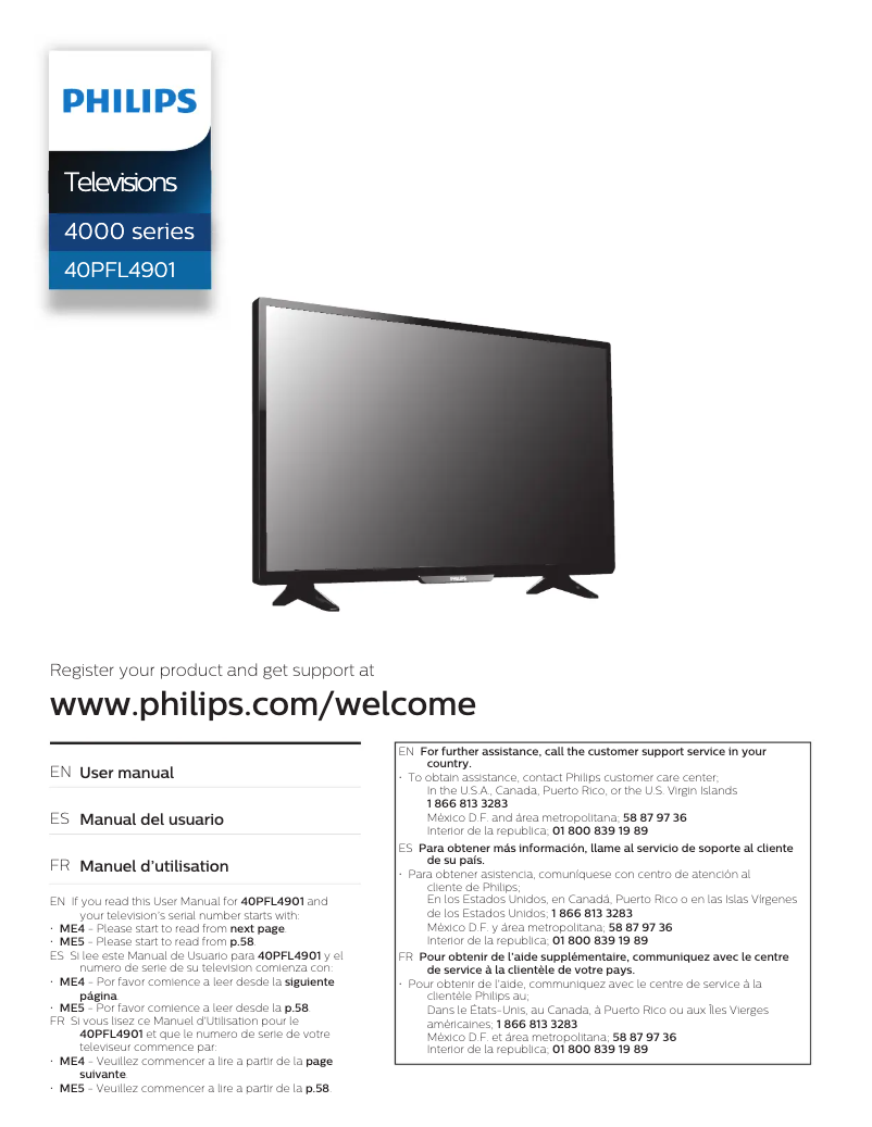 Page n°1 - Manuel utilisateur Philips 4000 series 40PFL4901
