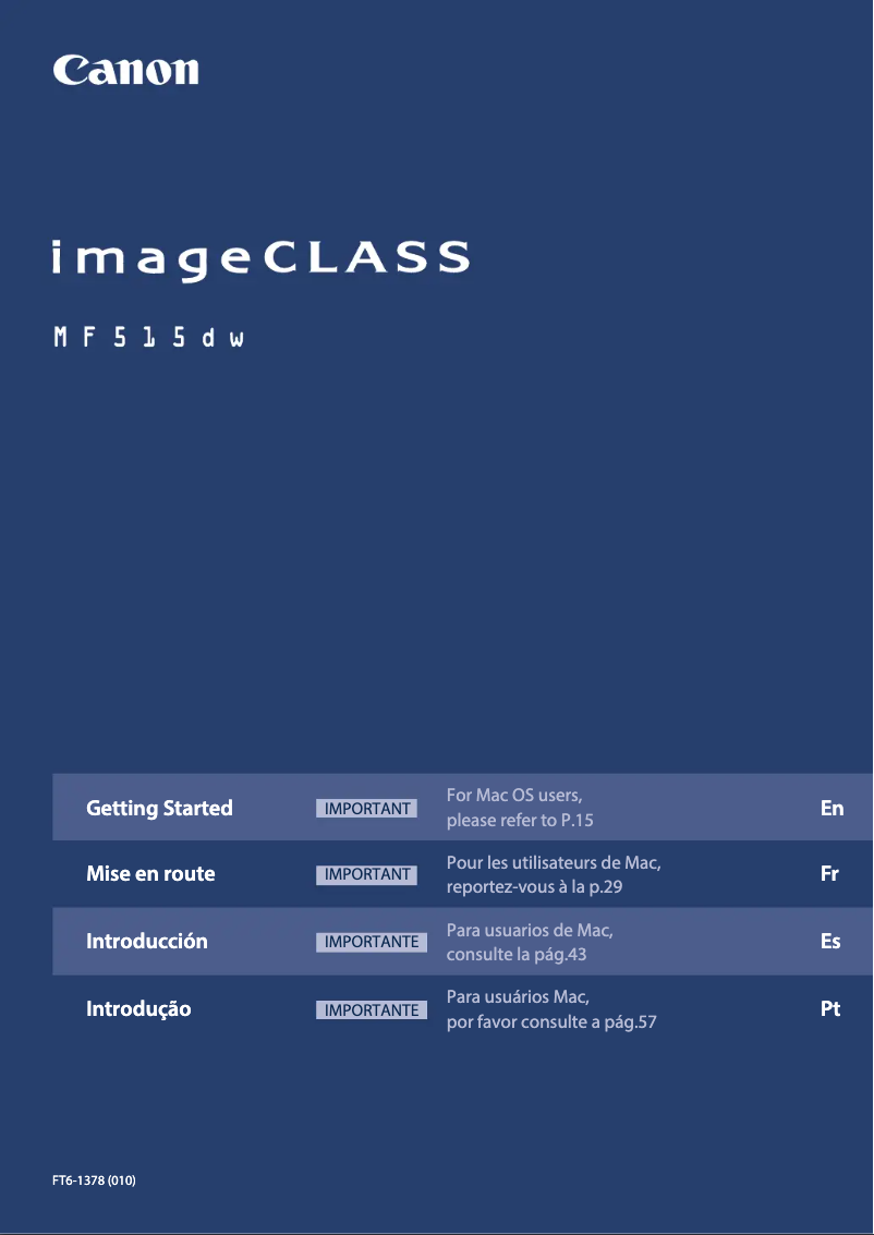 Page 1 de la notice Manuel utilisateur Canon imageCLASS MF515dw