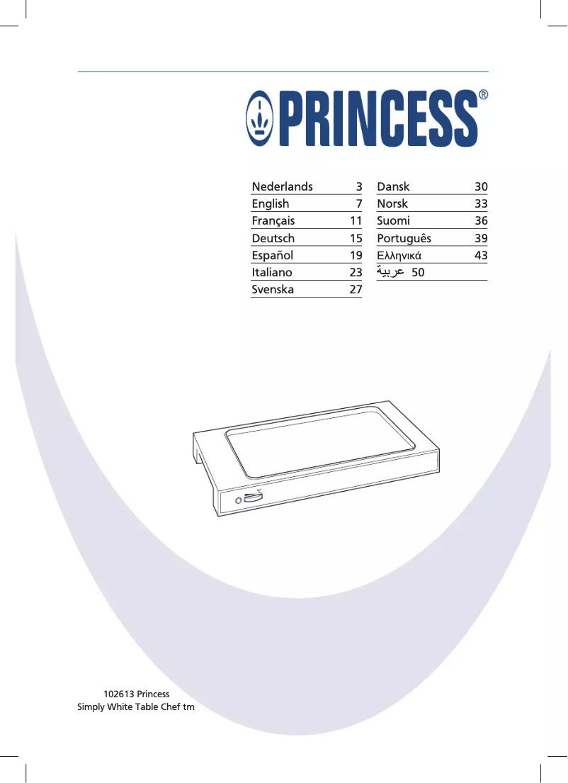 Page 1 de la notice Manuel utilisateur Princess Simply White Table Chef 102613