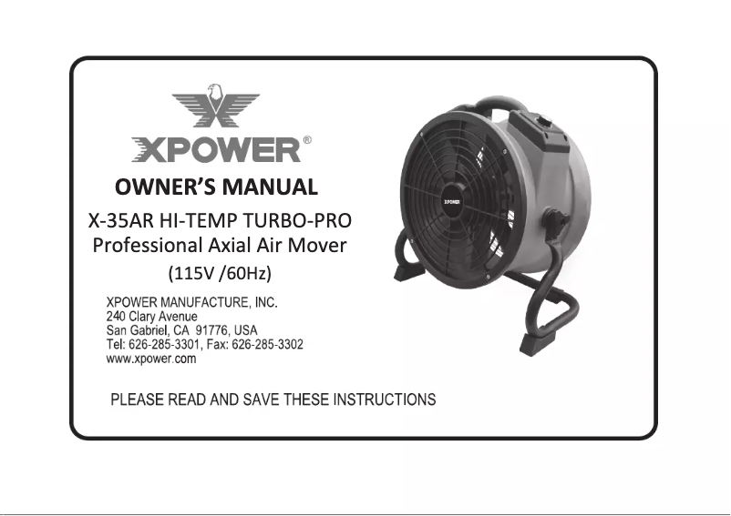 Página 1 del manual Manual de usuario XPower X-35AR