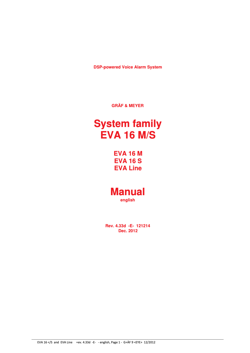 Page n°1 - Manuel utilisateur Monacor EVA-16TER