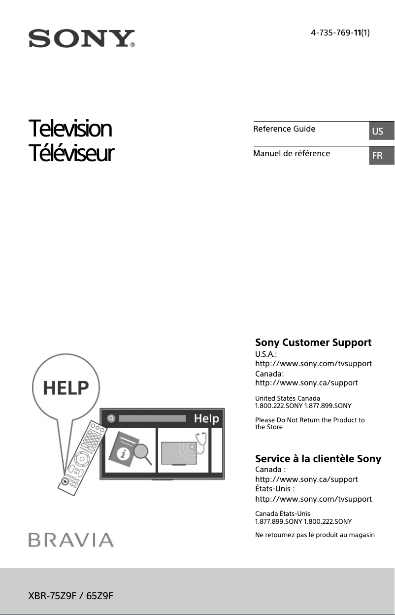 Page n°1 - Manuel utilisateur Sony Bravia XBR-65Z9F