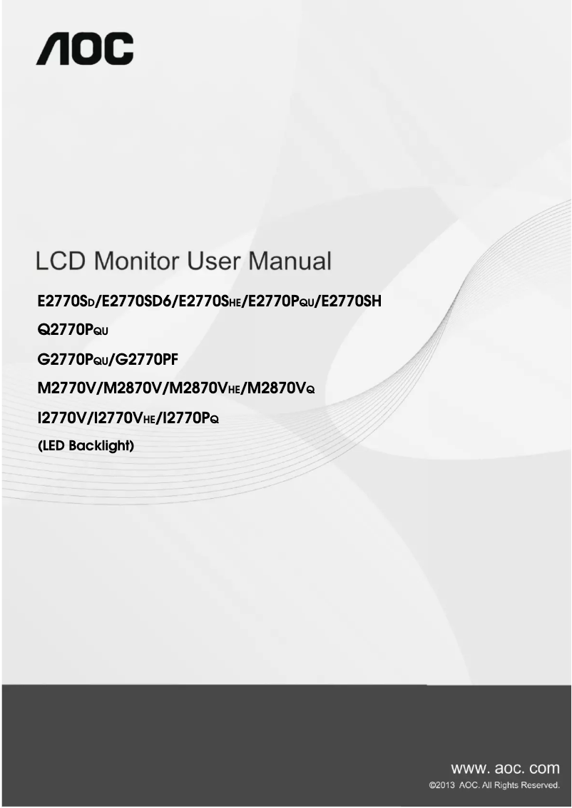 Page 1 de la notice Manuel utilisateur AOC G2590VXQ