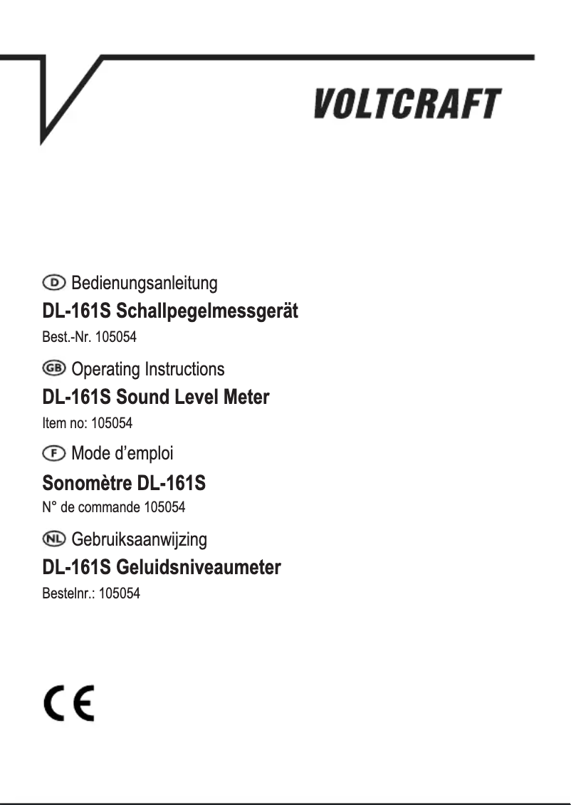 Page n°1 - Manuel utilisateur Voltcraft DL-161S