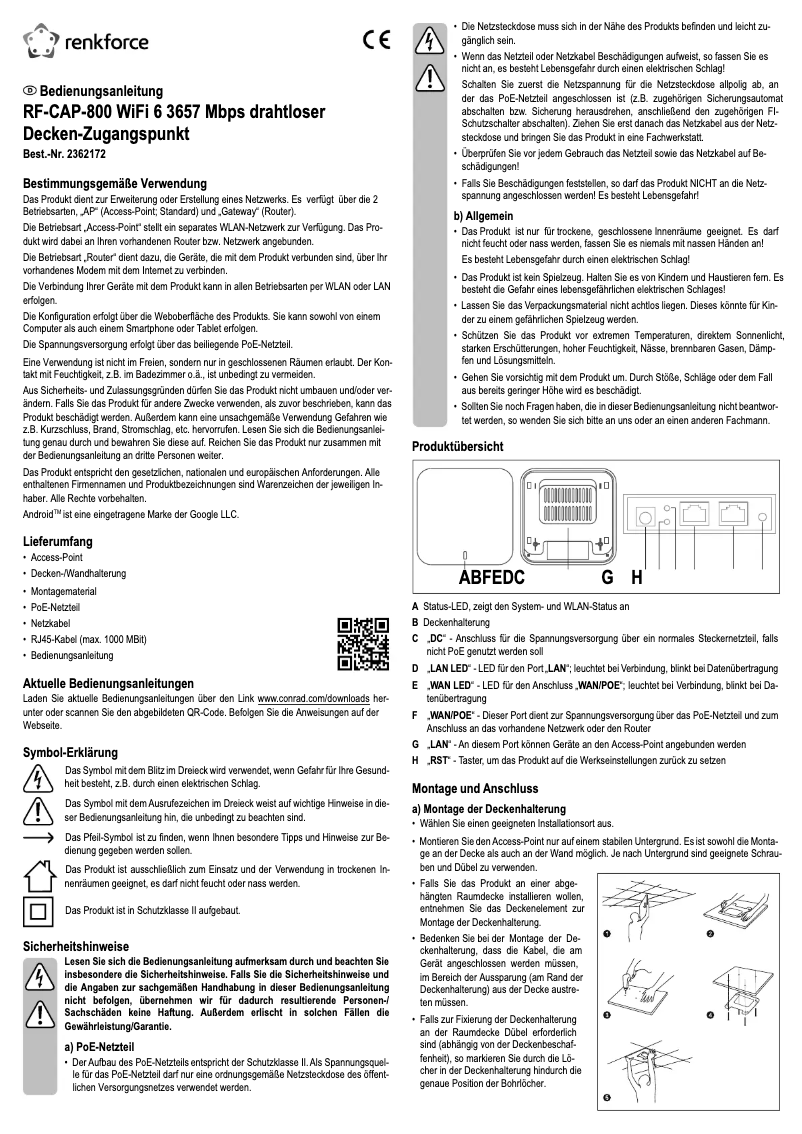 Page 1 de la notice Manuel utilisateur Renkforce RF-CAP-800