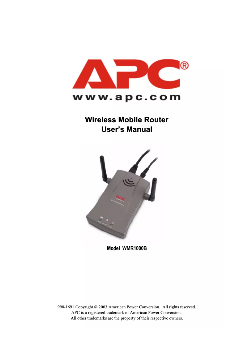 Page n°1 - Manuel utilisateur APC WMR1000B