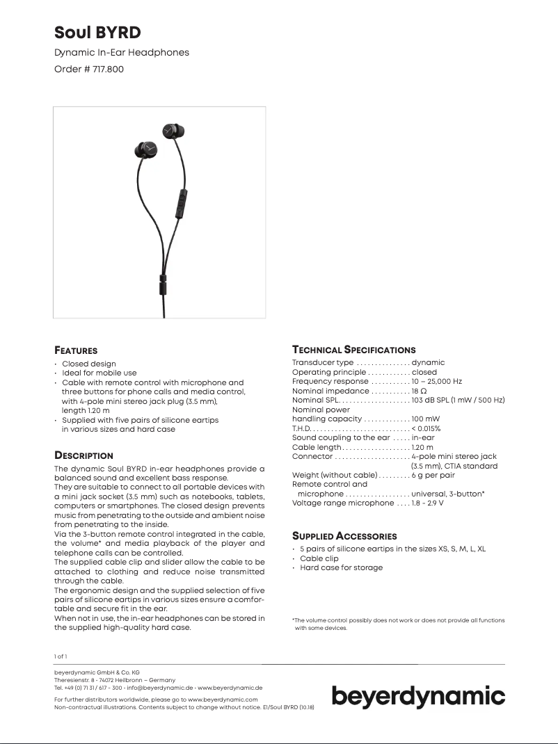 Image de la première page du manuel de l'appareil Soul BYRD