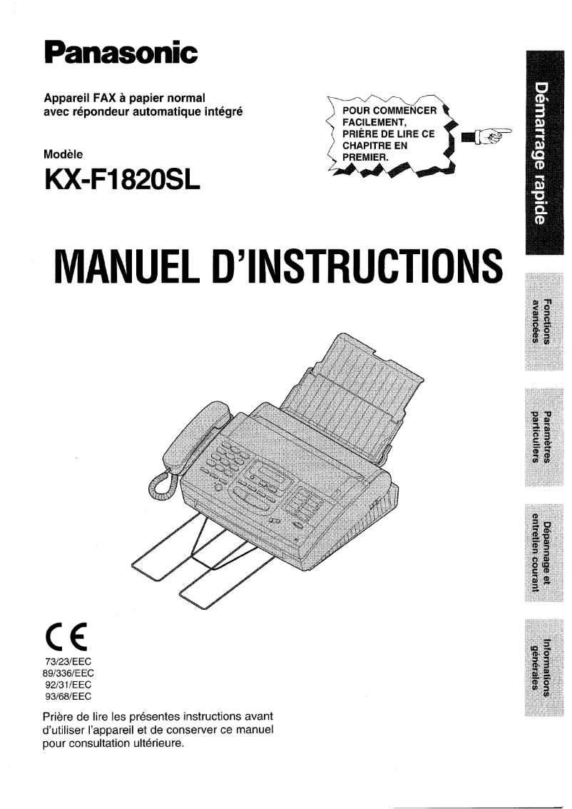 Imagen de la primera página del manual del dispositivo KX-F1820