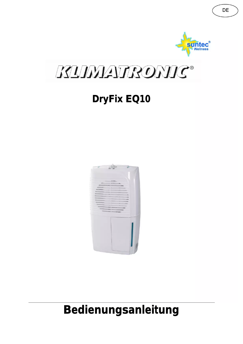 Page n°1 - Manuel utilisateur Suntec DryFix EQ10