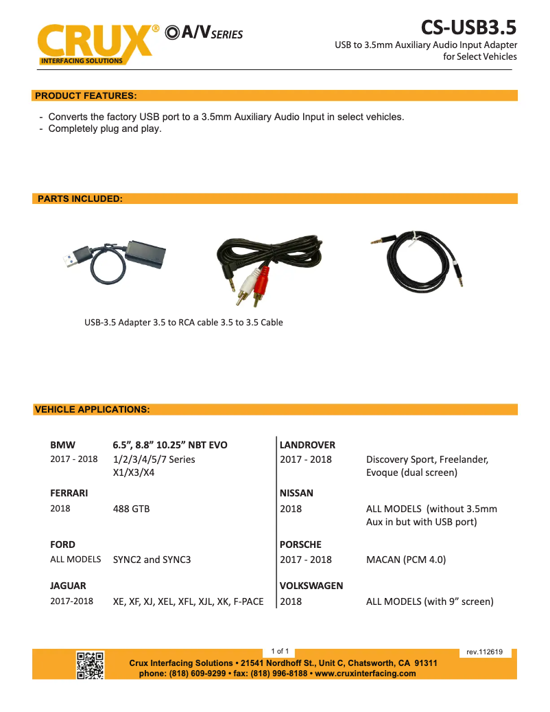 Image de la première page du manuel de l'appareil CS-USB3.5