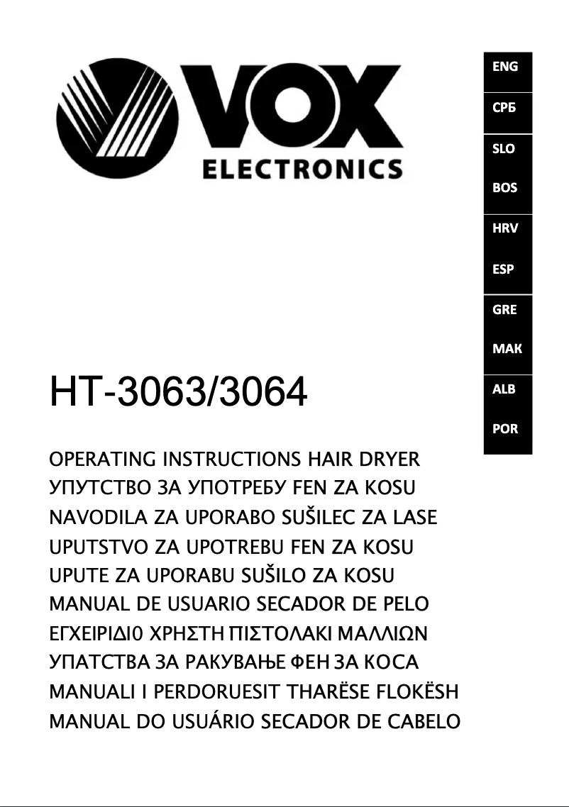 Page 1 de la notice Manuel utilisateur VOX HT3063