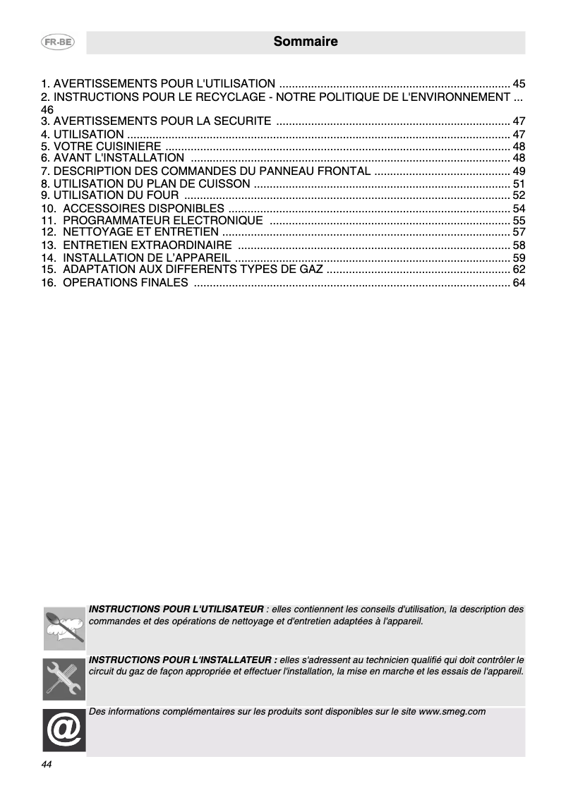 Page 1 de la notice Manuel utilisateur Smeg C9GMR1