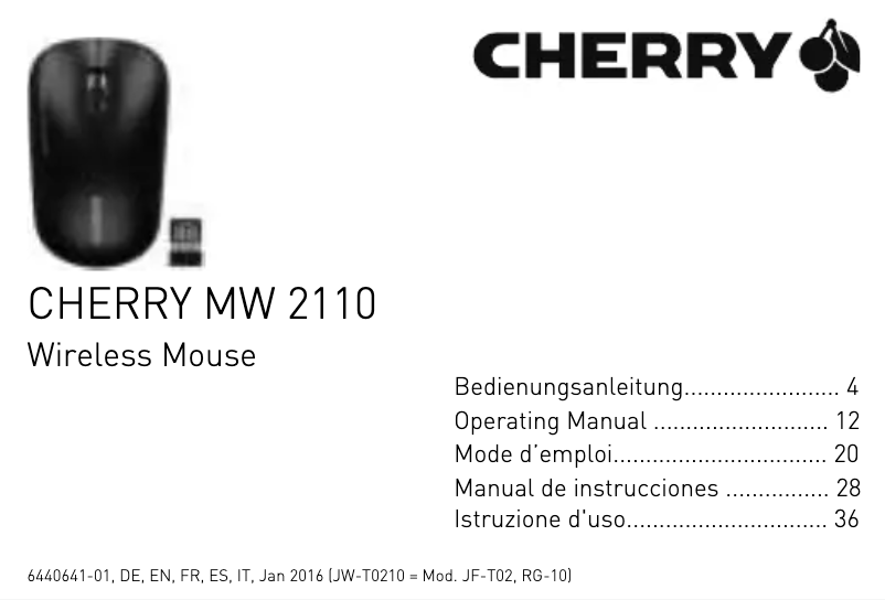 Page 1 de la notice Manuel utilisateur Cherry MW 2110